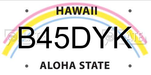 B45DYK Hawaii License Plate