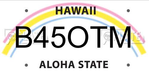 B45OTM Hawaii License Plate