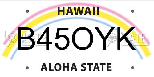 B45OYK Hawaii License Plate