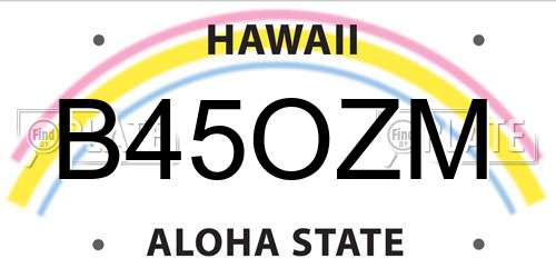 B45OZM Hawaii License Plate