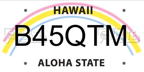 B45QTM Hawaii License Plate