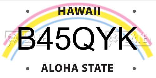 B45QYK Hawaii License Plate