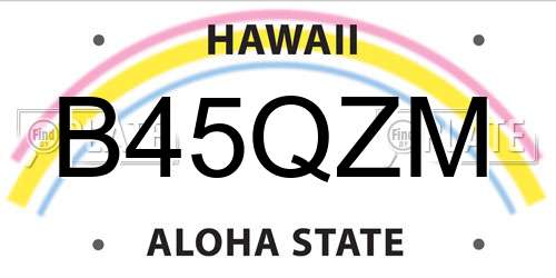 B45QZM Hawaii License Plate