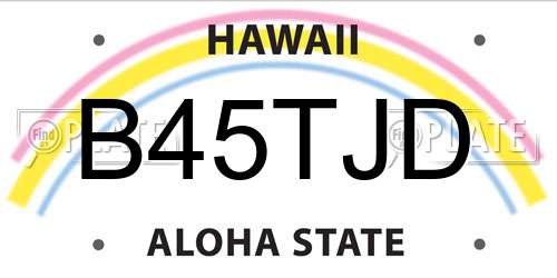 B45TJD Hawaii License Plate