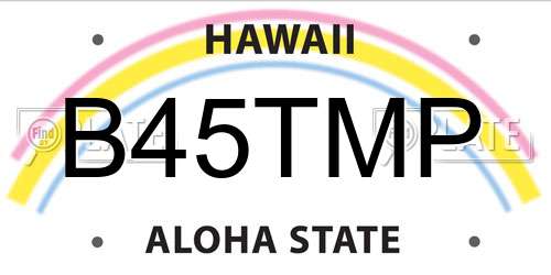 B45TMP Hawaii License Plate