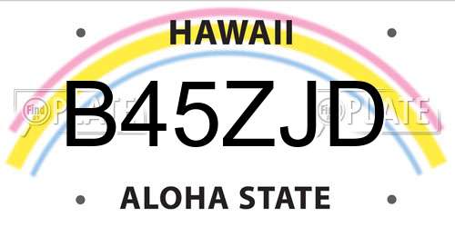 B45ZJD Hawaii License Plate