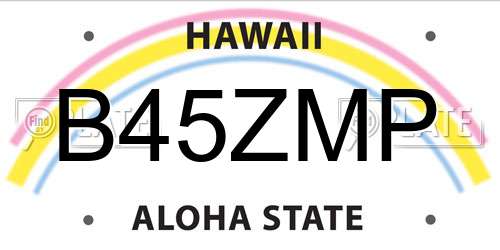 B45ZMP Hawaii License Plate