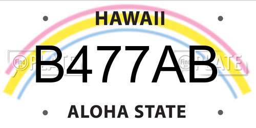 B477AB Hawaii License Plate