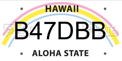 B47DBB Hawaii License Plate