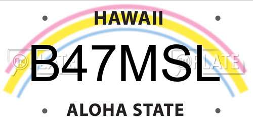 B47MSL Hawaii License Plate