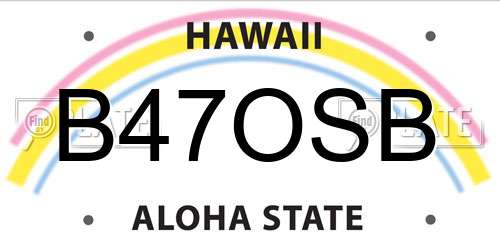 B47OSB Hawaii License Plate