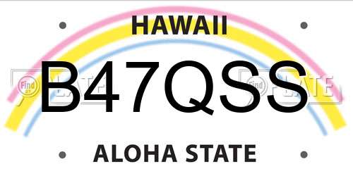 B47QSS Hawaii License Plate