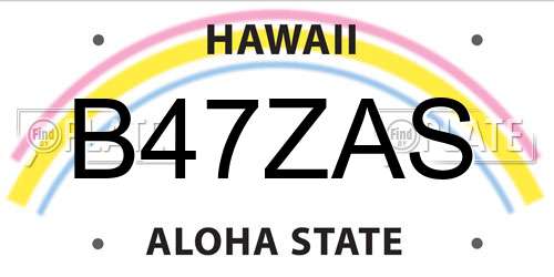 B47ZAS Hawaii License Plate