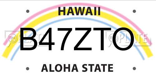 B47ZTO Hawaii License Plate