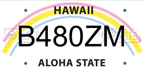 B480ZM Hawaii License Plate