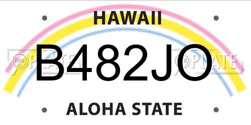B482JO Hawaii License Plate