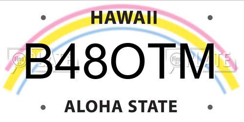 B48OTM Hawaii License Plate
