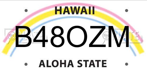 B48OZM Hawaii License Plate