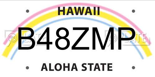 B48ZMP Hawaii License Plate