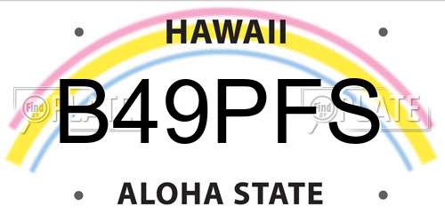 B49PFS Hawaii License Plate