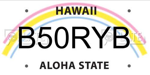 B50RYB Hawaii License Plate