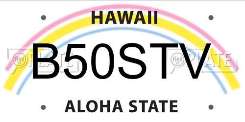 B50STV Hawaii License Plate