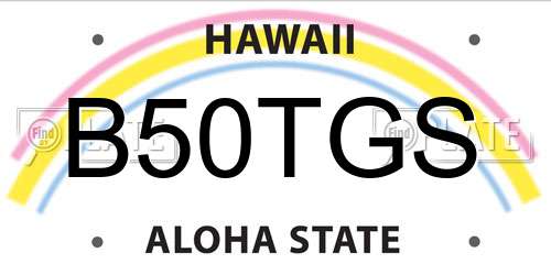 B50TGS Hawaii License Plate