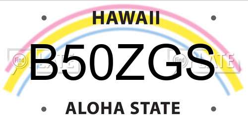 B50ZGS Hawaii License Plate