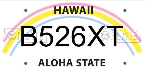 B526XT Hawaii License Plate