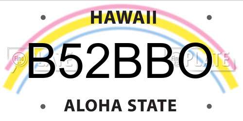 B52BBO Hawaii License Plate
