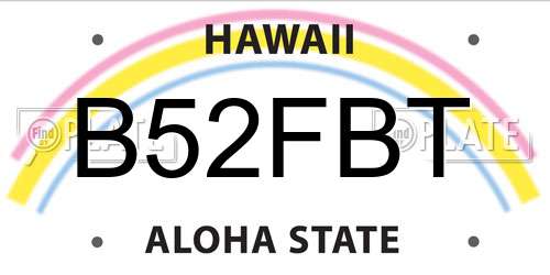 B52FBT Hawaii License Plate