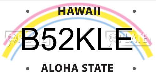 B52KLE Hawaii License Plate