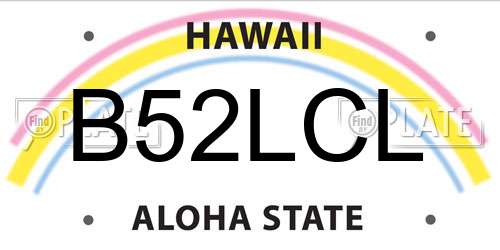 B52LCL Hawaii License Plate
