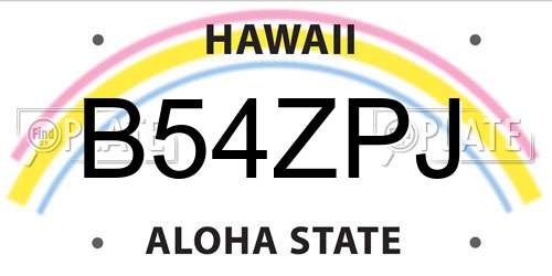 B54ZPJ Hawaii License Plate