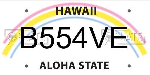 B554VE Hawaii License Plate