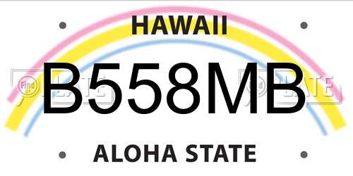 B558MB Hawaii License Plate