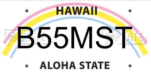 B55MST Hawaii License Plate