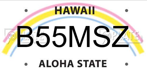 B55MSZ Hawaii License Plate