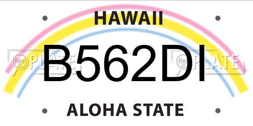 B562DI Hawaii License Plate