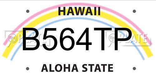 B564TP Hawaii License Plate