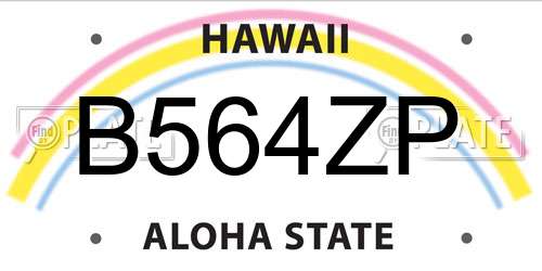 B564ZP Hawaii License Plate