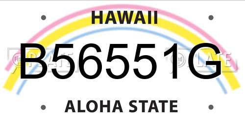 B56551G Hawaii License Plate