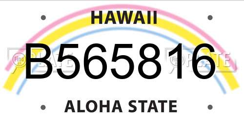 B565816 Hawaii License Plate
