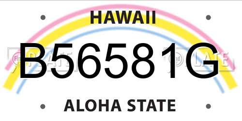 B56581G Hawaii License Plate