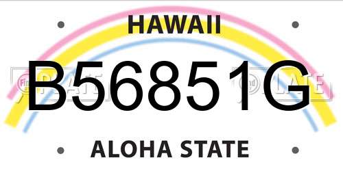 B56851G Hawaii License Plate