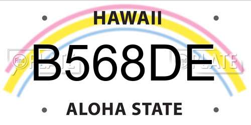 B568DE Hawaii License Plate