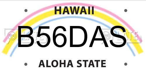 B56DAS Hawaii License Plate