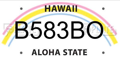 B583BO Hawaii License Plate