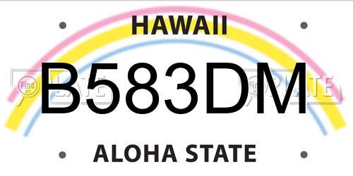 B583DM Hawaii License Plate