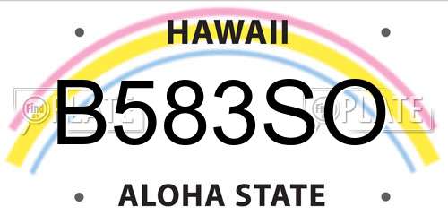 B583SO Hawaii License Plate